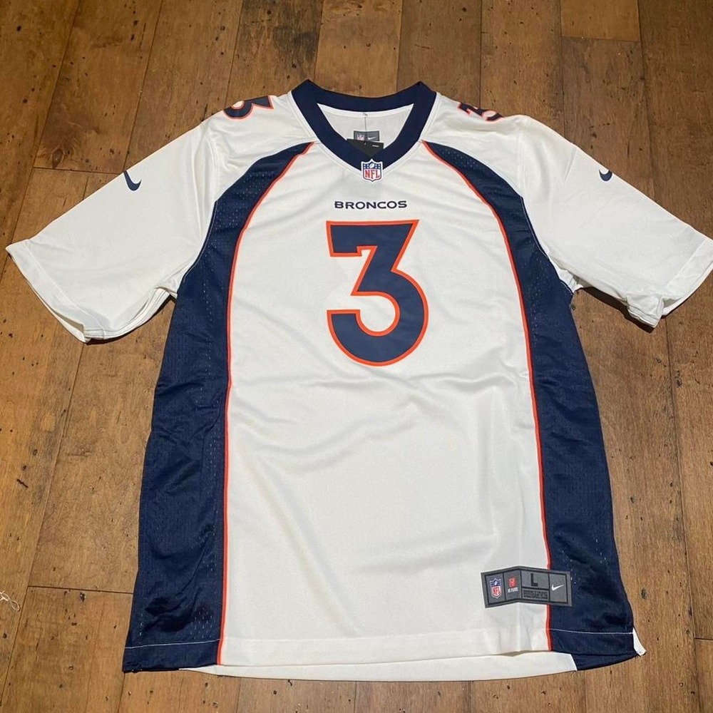 Nike‎ Denver Broncos Russell Wilson white jersey Size L
